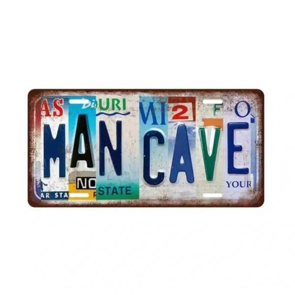 Man Cave Vintage Metal Sign - Picture 1 of 2